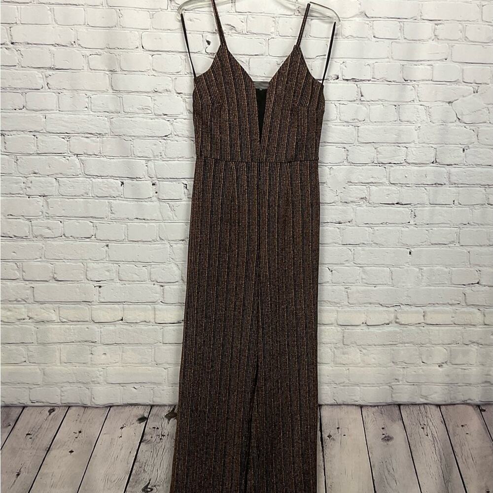 Sweet Storm Jumpsuit Women's M Multicolor Metallic Stripes Black Party Cruise